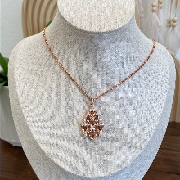 New Hespera Rose Gold Necklace with Colorado Sunstone and White Topaz Accents - Picture 1 of 2